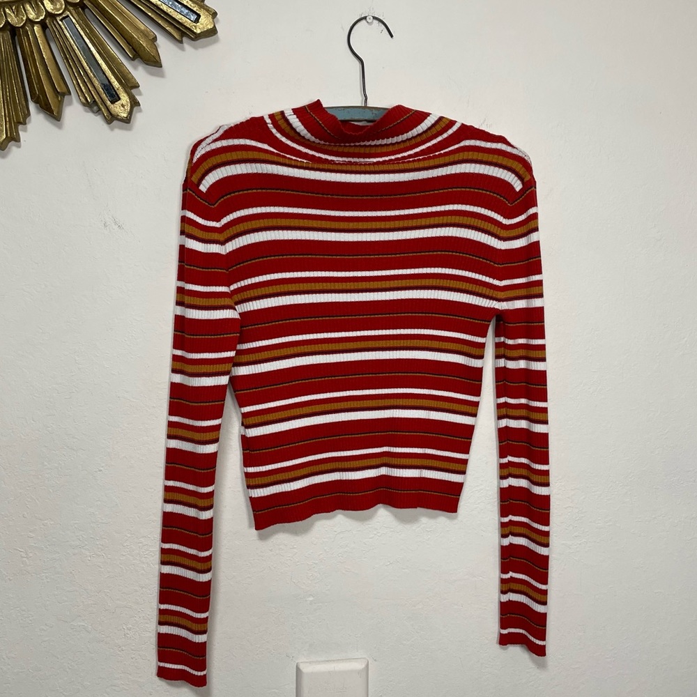 Pink Republic Stripe Turtleneck Crop Long Sleeve Top - Picture 4 of 8